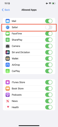 AllowedAppsNoSafari